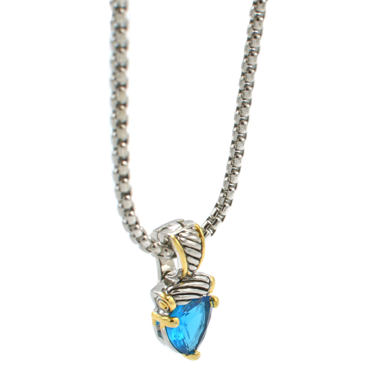 Aqua Blue  Heart Pendant Necklace – 18