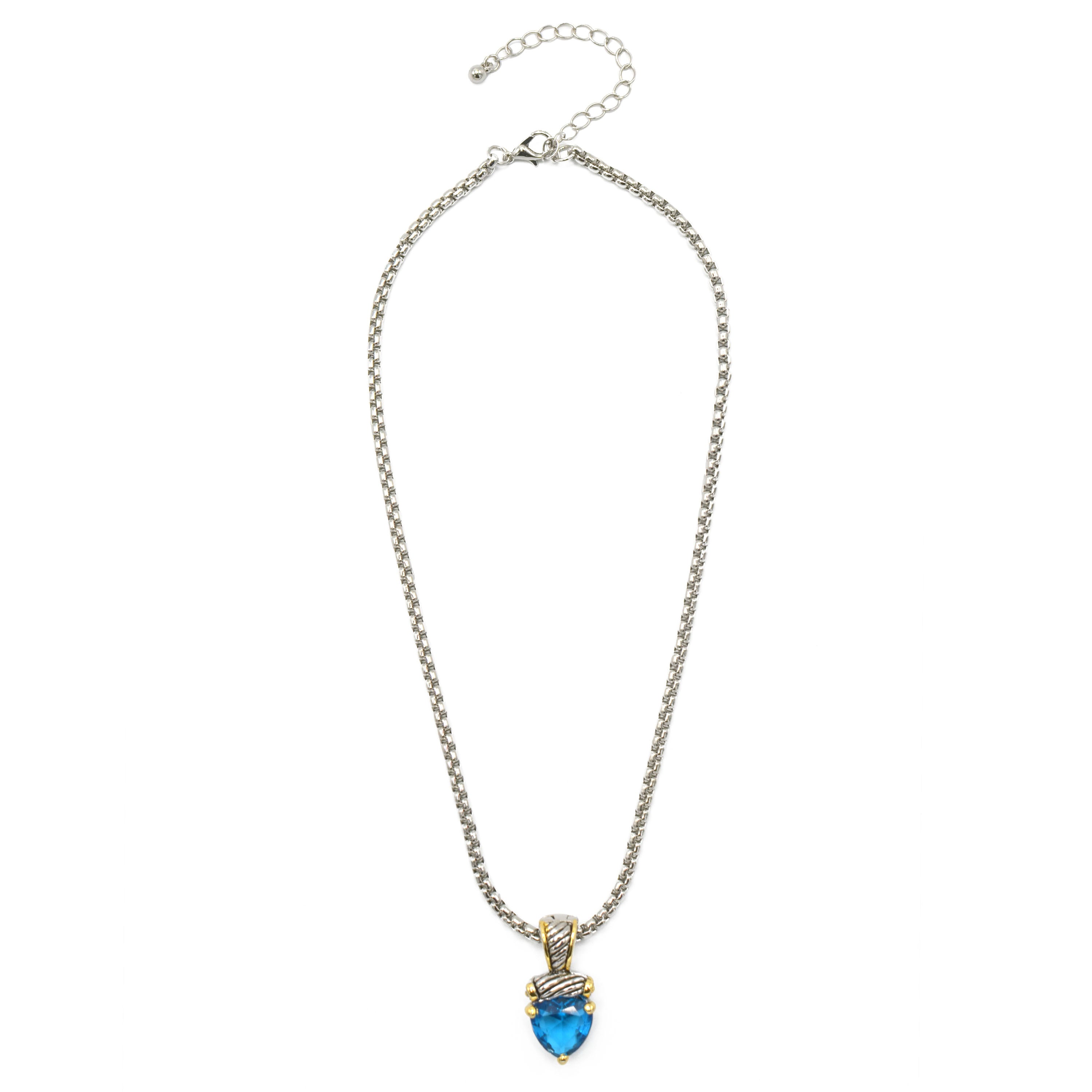 TWO TONE AQUA BLUE CRYSTAL PENDANT NECKLACE # 4112EH-TT-AQ(FE6)