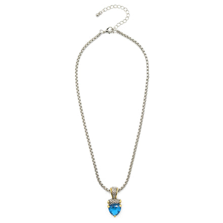 TWO TONE AQUA BLUE CRYSTAL PENDANT NECKLACE # 4112EH-TT-AQ(FE6)
