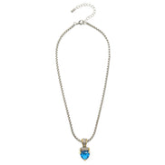 Aqua Blue  Heart Pendant Necklace – 18