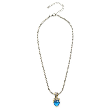 Aqua Blue  Heart Pendant Necklace – 18" + 3" Extender# 4112EH-TT-AQ(FE6)