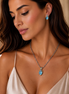 Aqua Blue  Heart Pendant Necklace – 18" + 3" Extender# 4112EH-TT-AQ(FE6)