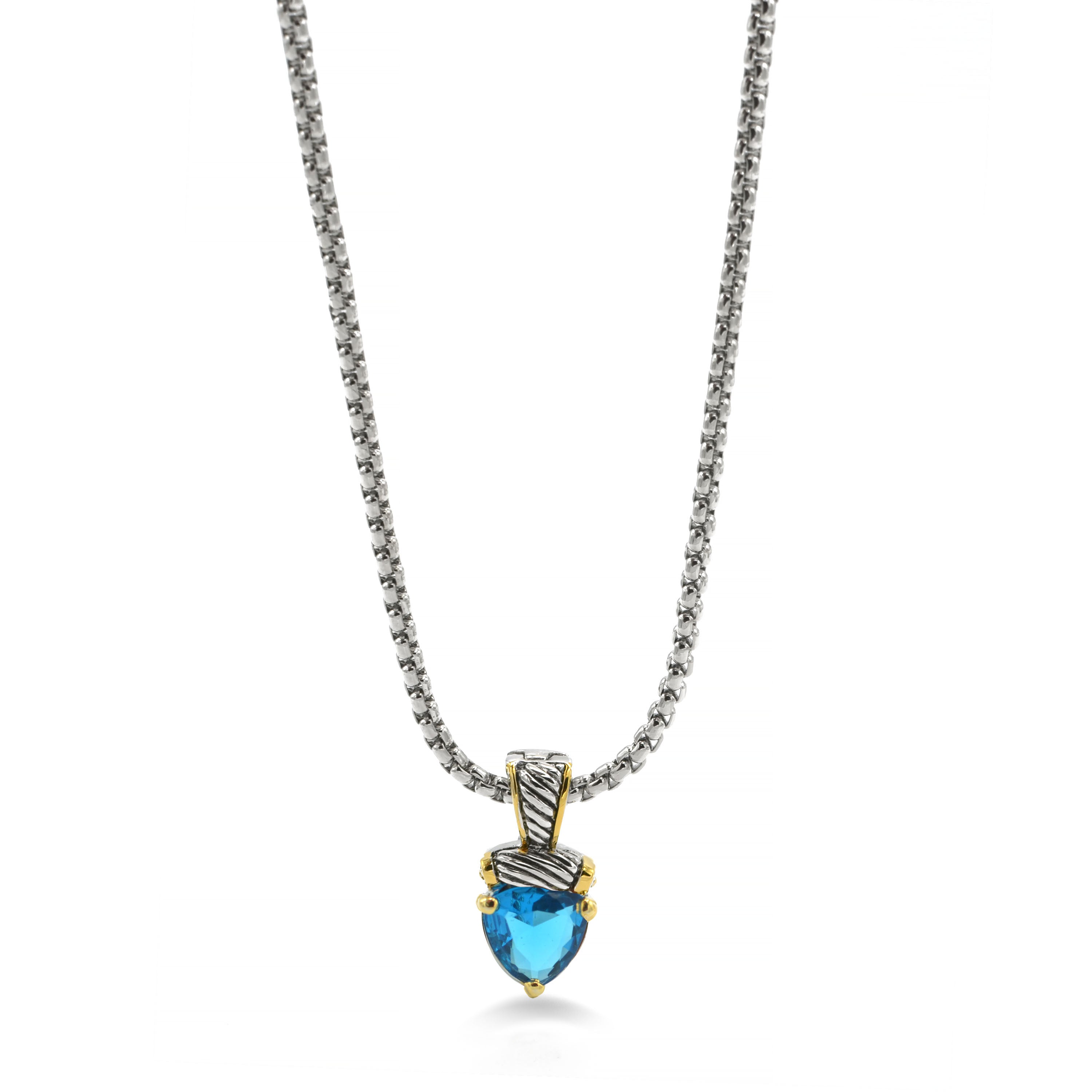 TWO TONE AQUA BLUE CRYSTAL PENDANT NECKLACE # 4112EH-TT-AQ(FE6)