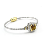 TWO TONE TOPAZ CRYSTAL CLASSIC CABLE BRACELET #42269BR-TT-LT.C.T