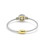 TWO TONE TOPAZ CRYSTAL CLASSIC CABLE BRACELET #42269BR-TT-LT.C.T(FE25)