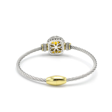 TWO TONE TOPAZ CRYSTAL CLASSIC CABLE BRACELET #42269BR-TT-LT.C.T