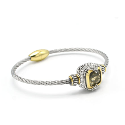 TWO TONE BLACK DIAMOND CRYSTAL CLASSIC CABLE BRACELET # 42269BR-JT (FE25)