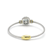 TWO TONE BLACK DIAMOND CRYSTAL CLASSIC CABLE BRACELET # 42269BR-JT (FE25)