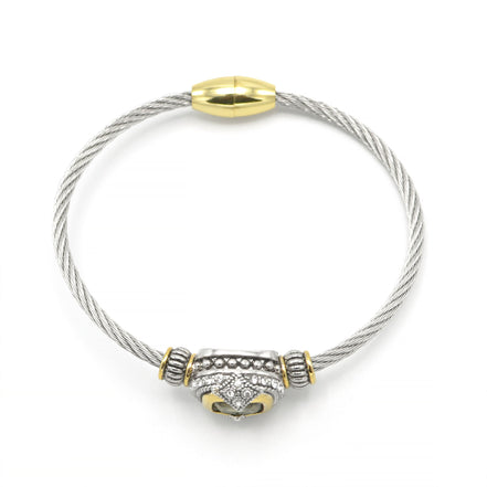 TWO TONE BLACK DIAMOND CRYSTAL CLASSIC CABLE BRACELET # 42269BR-JT (FE25)