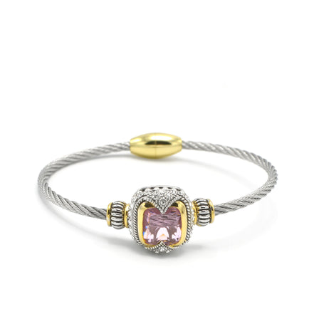 TWO TONE LIGHT ROSE CRYSTAL CLASSIC CABLE BRACELET # # 42269BR-TT-LT.RO  ( FE24)