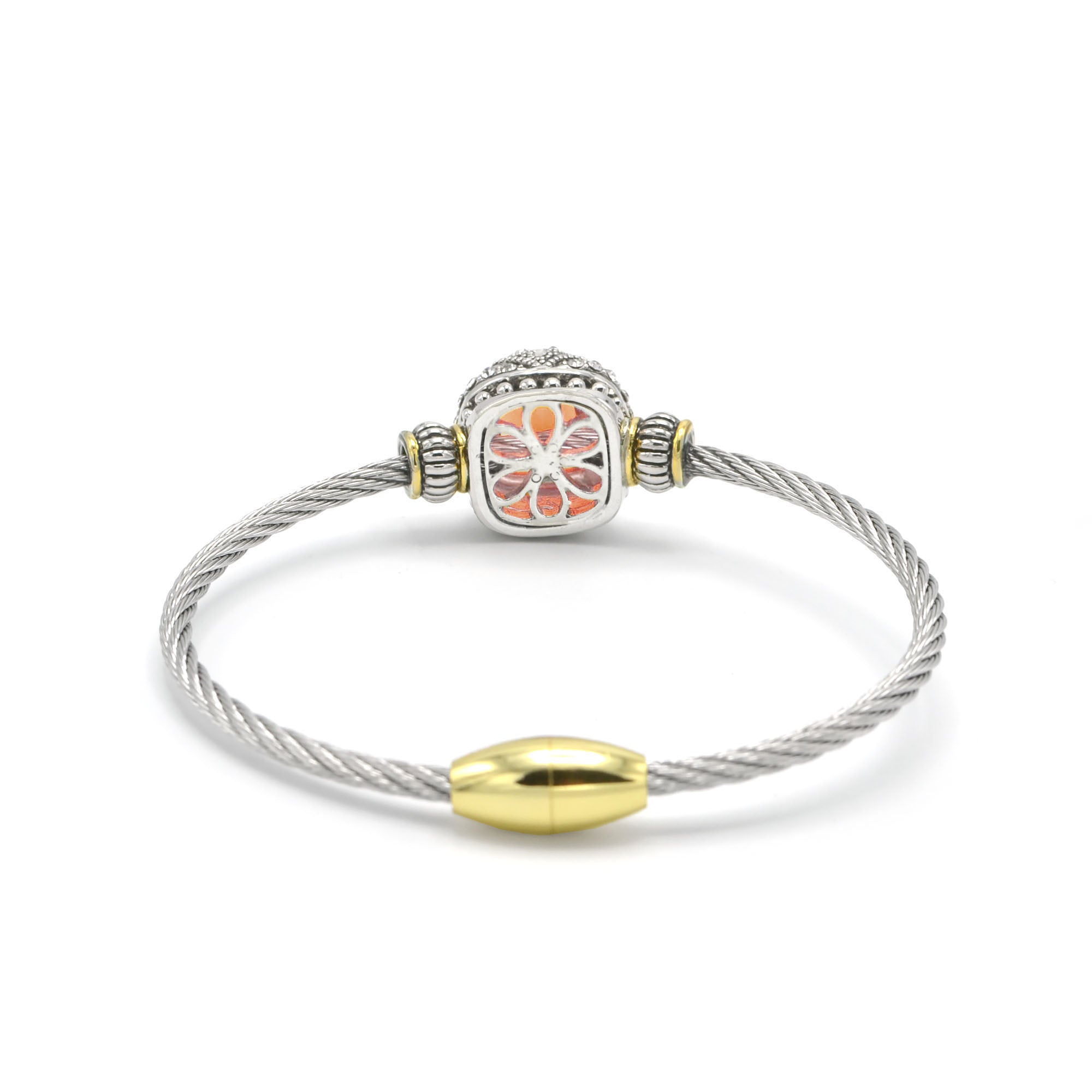 TWO TONE LIGHT ROSE CRYSTAL CLASSIC CABLE BRACELET # # 42269BR-TT-LT.RO  ( FE24)