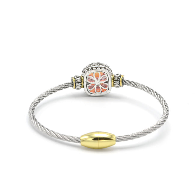 TWO TONE LIGHT ROSE CRYSTAL CLASSIC CABLE BRACELET # # 42269BR-TT-LT.RO  ( FE24)