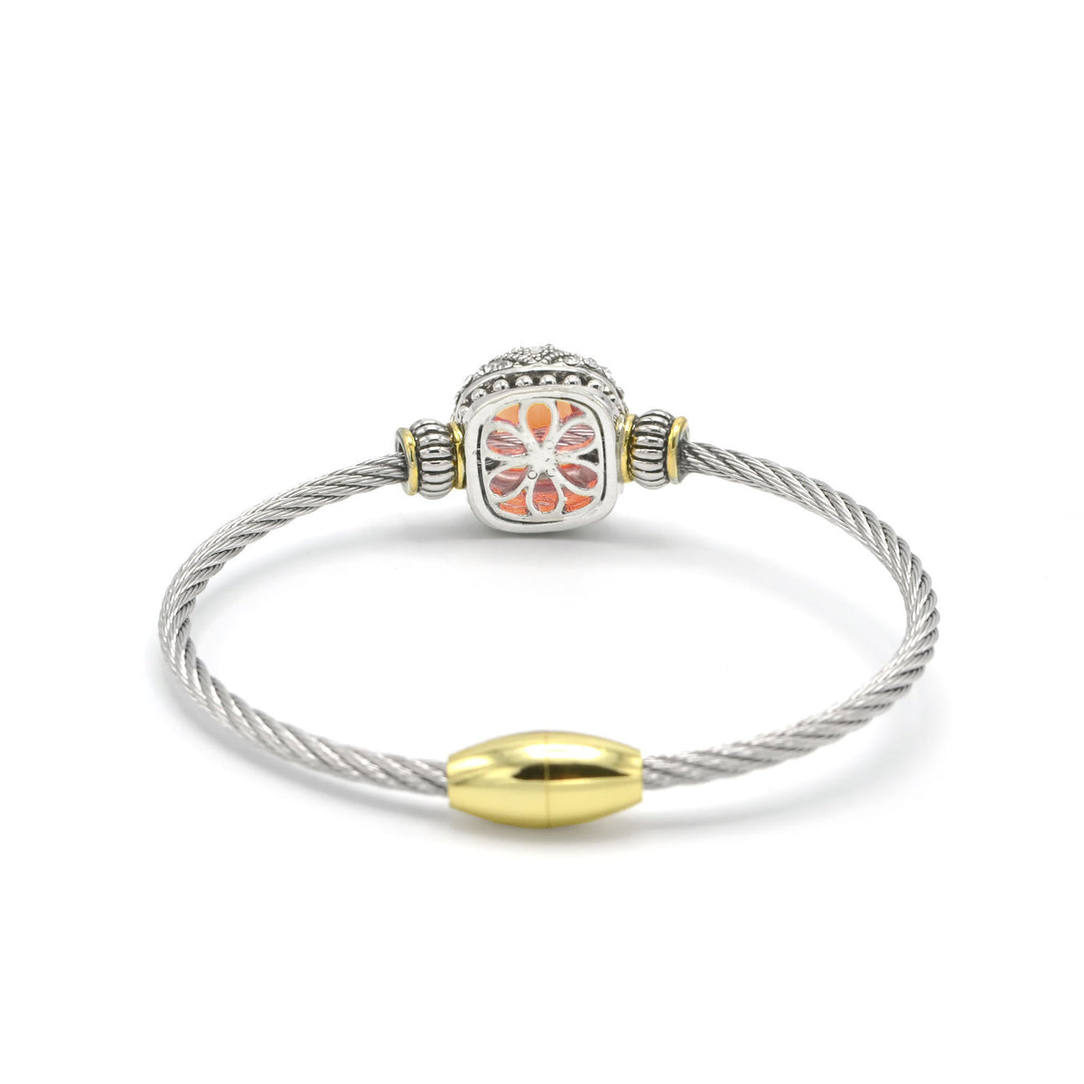 TWO TONE LIGHT ROSE CRYSTAL CLASSIC CABLE BRACELET # # 42269BR-TT-LT.RO