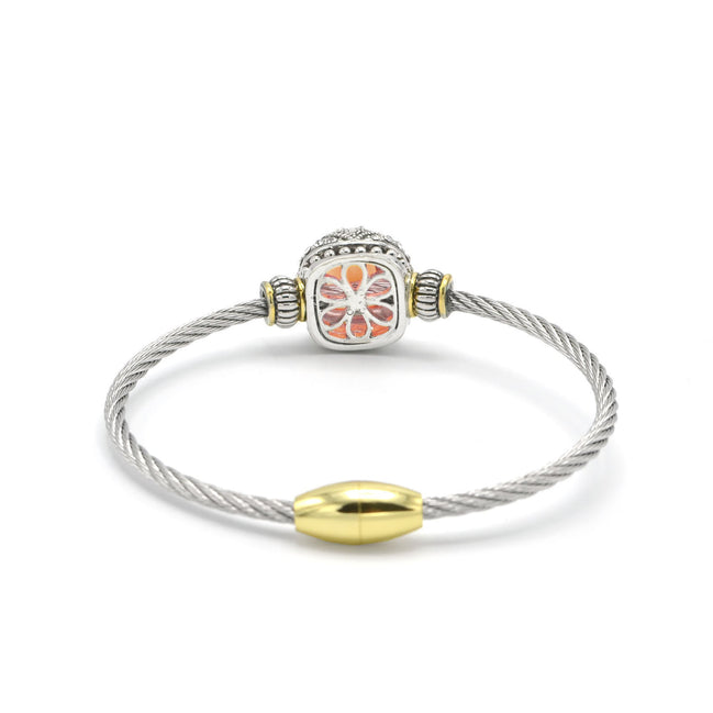 TWO TONE LIGHT ROSE CRYSTAL CLASSIC CABLE BRACELET # # 42269BR-TT-LT.RO