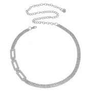 RHODIUM  RECTANGLE RHINESTONE CRYSTAL WAIST CHAIN BELT # HNB90669RH RHODIUM/CRY