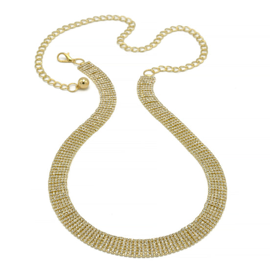 GOLD 6 ROWS RHINESTONE CRYSTAL WAIST CHAIN BELT  # HNB90670GD