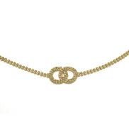 GOLD TWO CIRCLE RHINESTONE CRYSTAL WAIST CHAIN BELT# HNB90671GD(KNF3)
