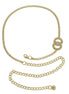 GOLD TWO CIRCLE RHINESTONE CRYSTAL WAIST CHAIN BELT# HNB90671GD(KNF3)