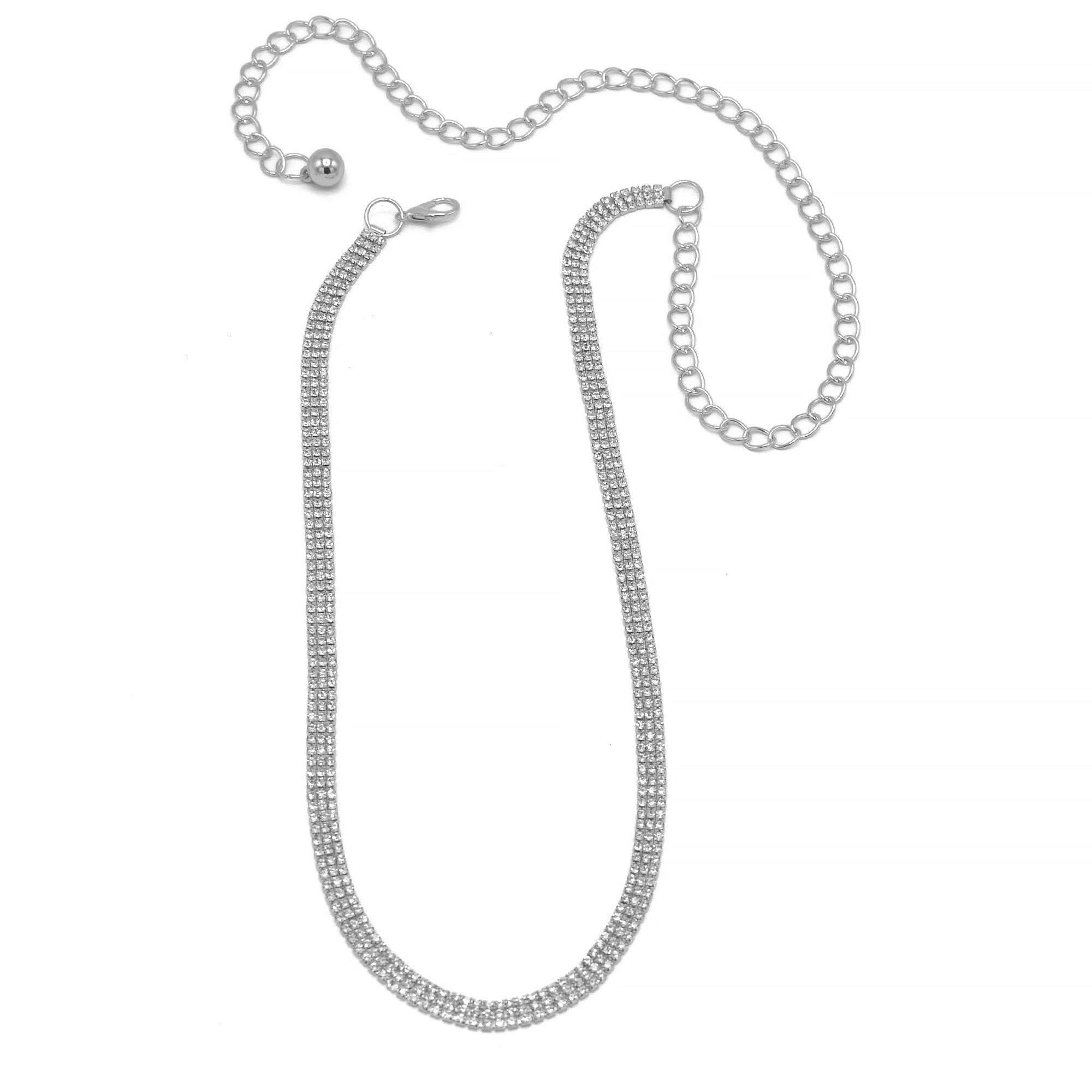 RHODIUM 3 ROWS RHINESTONE CRYSTAL WAIST CHAIN BELT# HNB90672RH