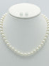 Gold 8Mm Cream Pearl Necklace And Earrings Set# SWY-18014GDCM(KNG4/NC17-18)