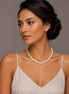 Gold 8Mm Cream Pearl Necklace And Earrings Set# SWY-18014GDCM