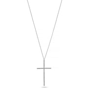 SILVER CRYSTAL CROSS PENDANT CHAIN NECKLACE #PN2181S(NE12)