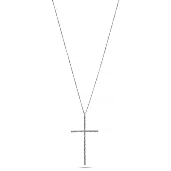 SILVER CRYSTAL CROSS PENDANT CHAIN NECKLACE #PN2181S(NE12)