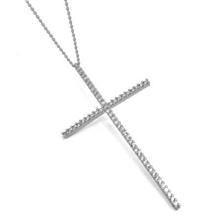 SILVER CRYSTAL CROSS PENDANT CHAIN NECKLACE #PN2181S(NE12)