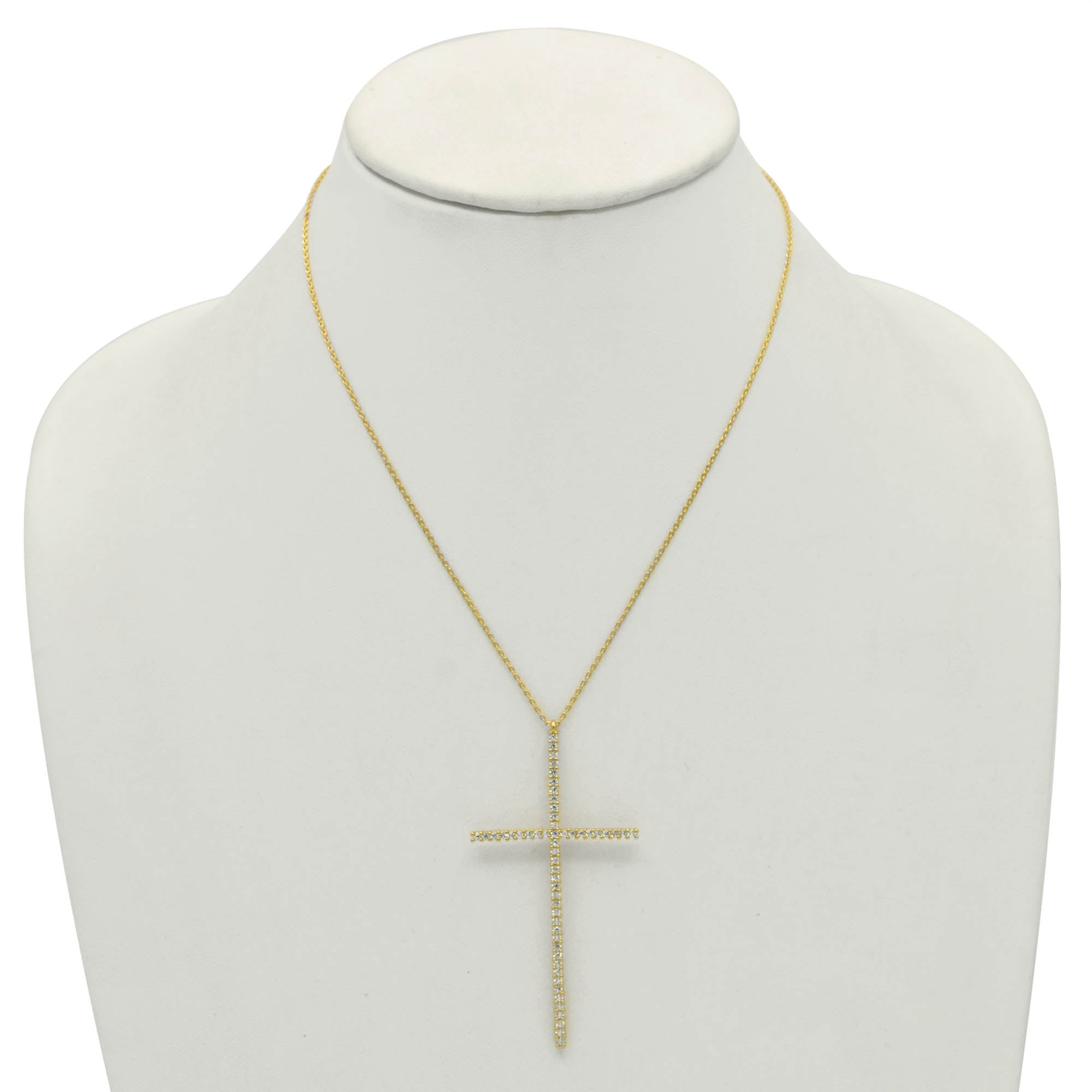 GOLD CRYSTAL CROSS PENDANT CHAIN NECKLACE #PN2181G(NE11)