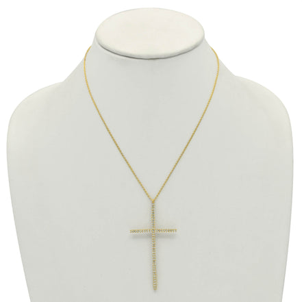 GOLD CRYSTAL CROSS PENDANT CHAIN NECKLACE #PN2181G(NE11)