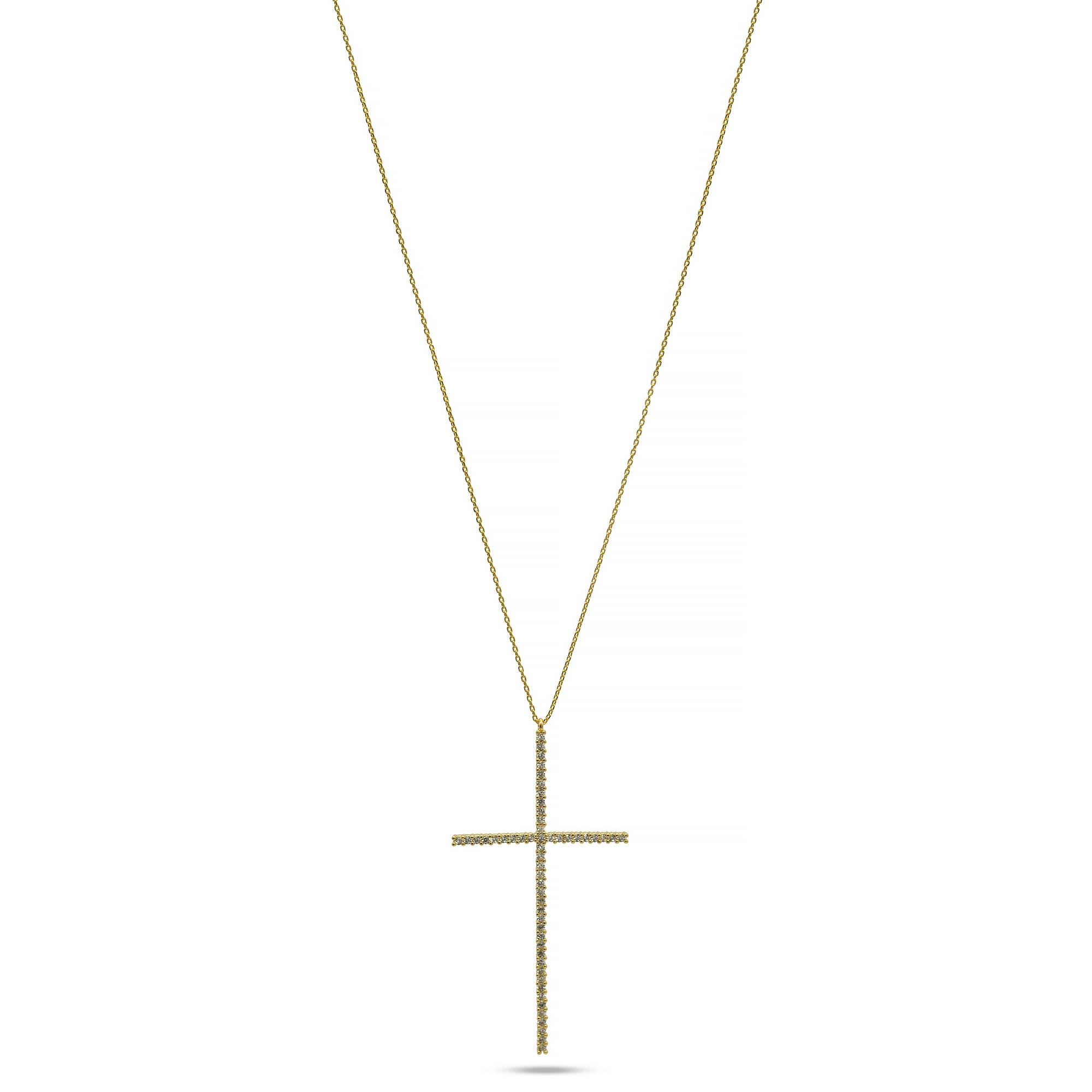 GOLD CRYSTAL CROSS PENDANT CHAIN NECKLACE #PN2181G(NE11)