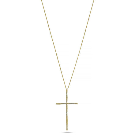 GOLD CRYSTAL CROSS PENDANT CHAIN NECKLACE #PN2181G(NE11)