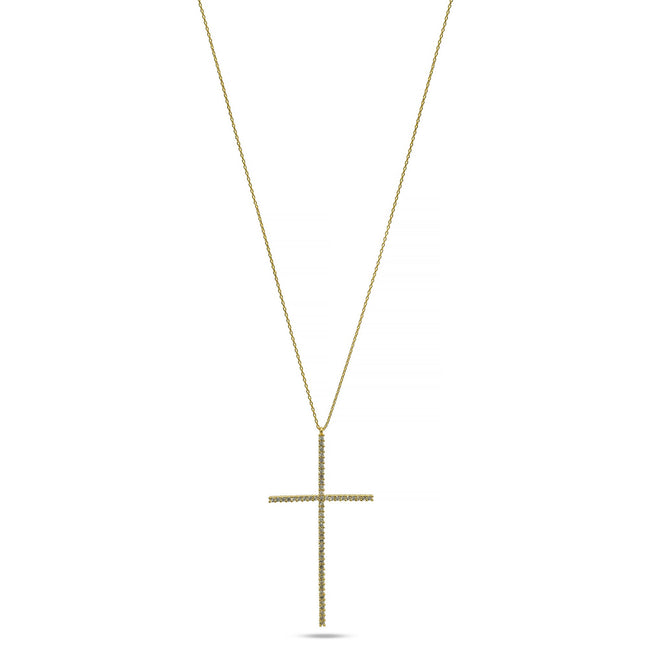 GOLD CRYSTAL CROSS PENDANT CHAIN NECKLACE #PN2181G(NE11)