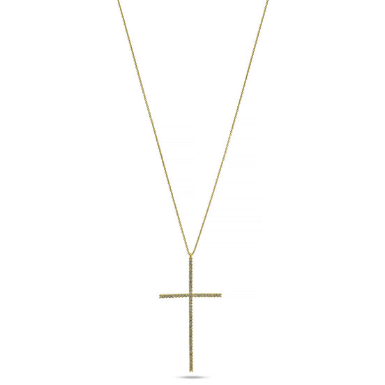 GOLD CRYSTAL CROSS PENDANT CHAIN NECKLACE #PN2181G(NE11)