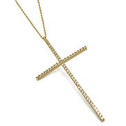 GOLD CRYSTAL CROSS PENDANT CHAIN NECKLACE #PN2181G(NE11)