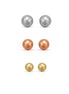 9mm 7mm and 5mm Ball Stud Earrings Set in Yellow, Silver & Rose Gold Plated # HNE78380TRI(NG18/NH18)