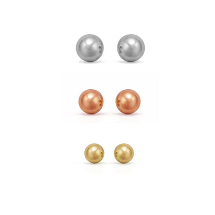 9mm 7mm and 5mm Ball Stud Earrings Set in Yellow, Silver & Rose Gold Plated # HNE78380TRI(NG18/NH18)