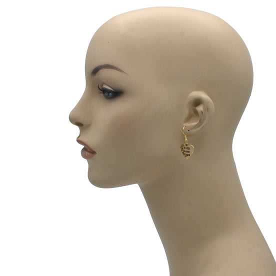 GOLD OXIDIZE HEART PENDANT DROP EARRINGS #HNE90894GD (UG3)