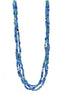 SILVER TURQUOISE AND BLUE RECTANGLE BEADS LAYER NECKLACE #FW-N127SB(15FL&28W-B)