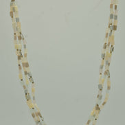 SILVER  WHITE CREAM AND GRAY RECTANGLE BEADS LAYER NECKLACE #FW-N127SW(15FL&28W-B)