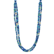 SILVER TURQUOISE AND BLUE BEADS LAYER NECKLACE #FW-N128SB(15FL&28W-B)