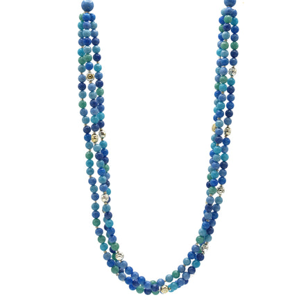 SILVER TURQUOISE AND BLUE BEADS LAYER NECKLACE #FW-N128SB(15FL&28W-B)