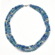 SILVER TURQUOISE AND BLUE BEADS LAYER NECKLACE #FW-N128SB(15FL&28W-B)