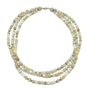 SILVER  WHITE CREAM AND GRAY  BEADS LAYER NECKLACE #FW-N128SW(15FL&28W-B)