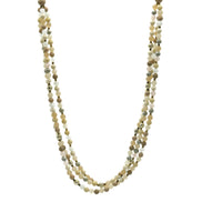 SILVER  WHITE CREAM AND GRAY  BEADS LAYER NECKLACE #FW-N128SW(15FL&28W-B)