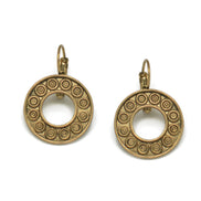 GOLD OXIDIZE CIRCLE EURO EARRINGS #HNE90847GD (HB5)