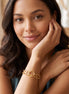 Women's Gold-Tone Double Chain Link Bracelet with Center Ring Motif | Chunky Circle Connector Statement Bracelet | Fashion Jewelry #HNB90843GD (RC15)