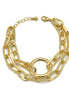 GOLD RECTANGLE LINK CHAIN AND RORUND TWO ROW BRACELET #HNB90843GD (RC15)