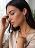 Tazza Women's Gold-Tone Paperclip Chain Collar Necklace & Earring Set | Chunky Circle Ring Pendant Jewelry Set | Fashion Costume Jewelry #HNN+E90841GD(SF8)