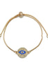 GOLD BLUE CRYSTAL EVIL EYE BOX CHAIN BRACELET #SQXL0818BLU